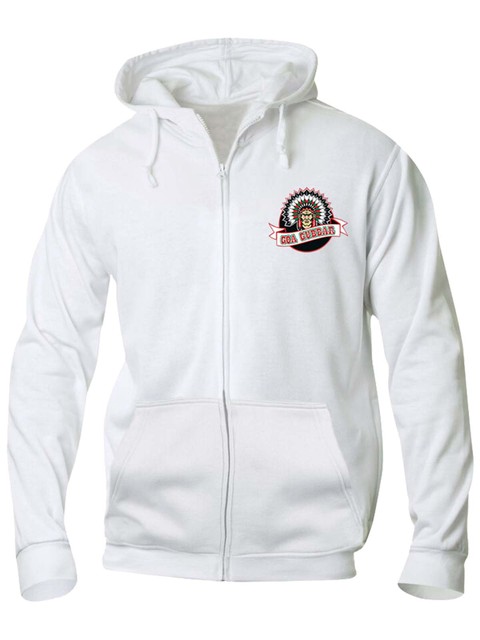 Hoodie with zip, White (Goa Gubbar Supportershop)