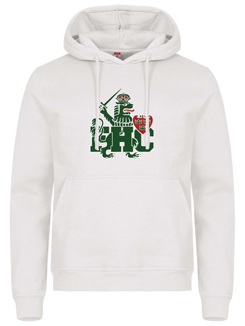 Hoodtröja - Grönt lejon, Vit (Goa Gubbar Supportershop)