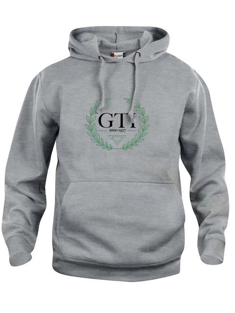 Hoodtröja - stor grönsvart logga, Grå (GTIs Gymnasieskola)