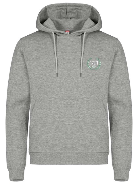 Hoodie - Small green/white wreath, Grey Melange (GTI:s Gymnasieskola)