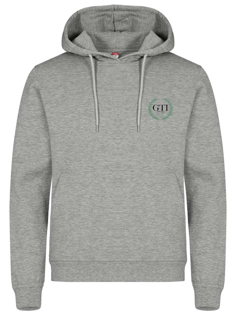 Hoodie - Small green wreath, Grey Melange (GTI:s Gymnasieskola)