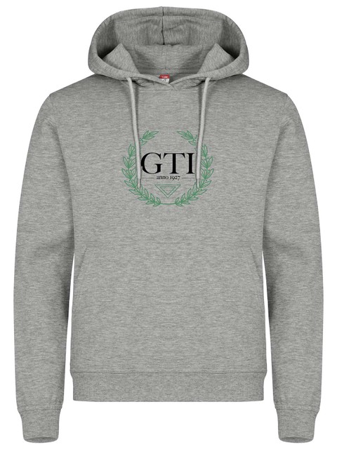 Hoodie - Big green wreath, Grey Melange (GTI:s Gymnasieskola)