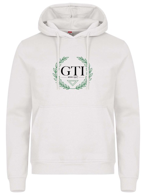 Hoodie - Big wreath, White (GTI:s Gymnasieskola)