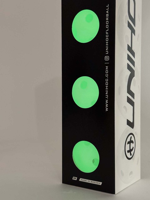 Unihoc Floorball Ball CRATER glowing in the dark (4-pack)