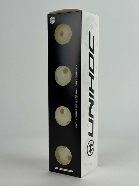 Unihoc Floorball Ball CRATER glowing in the dark (4-pack)