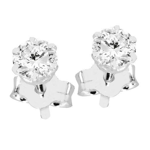 Hopeiset zirkoniakorvakorut, kirkas 4 mm