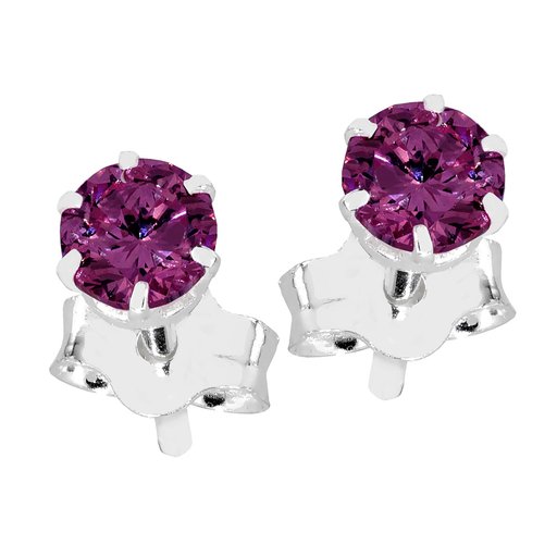 Hopeiset zirkoniakorvakorut, vaaleanliila 4 mm