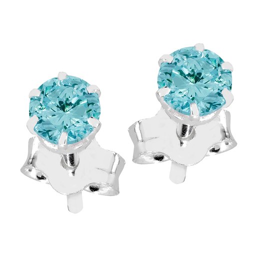 Hopeiset zirkoniakorvakorut, vaaleansininen 4 mm