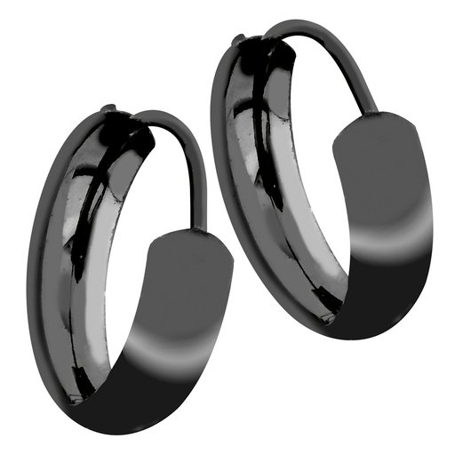 Hopeiset rengaskorvakorut, mustat 12mm