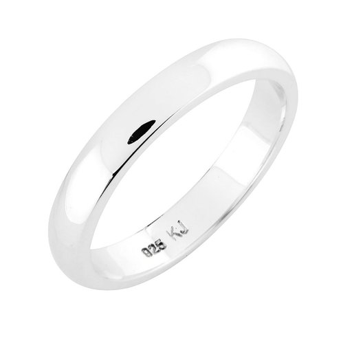 Hopeinen kihlasormus, 3 mm, puolipyöreä