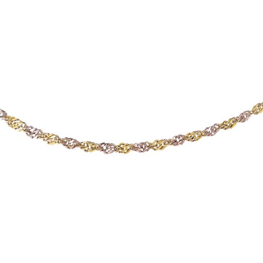 Kultainen kaulaketju, singapore 2-värinen 1,3mm