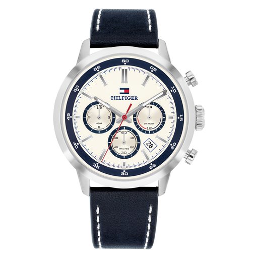 1710751 Tommy Hilfiger Kent Rannekello 43mm, sininen nahkara
