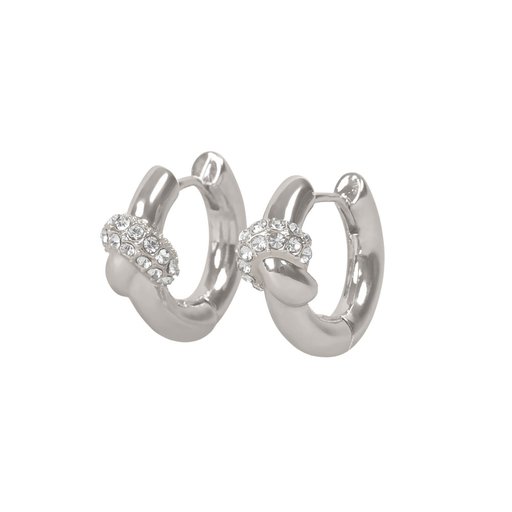 SNÖ of Sweden Everly chunky knot crystal ring ear- korvakorut hopeanvärisenä