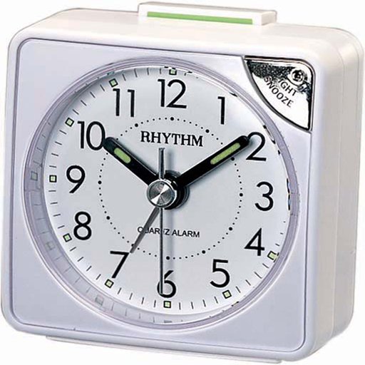 Rhythm valkoinen herätyskello, torkkutoiminnolla