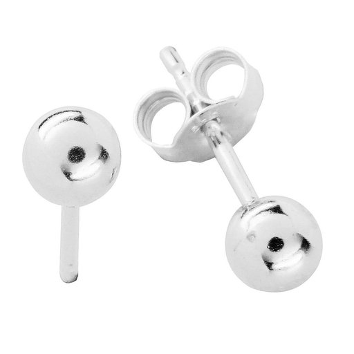 Valkokultaiset pallokorvakorut 4 mm