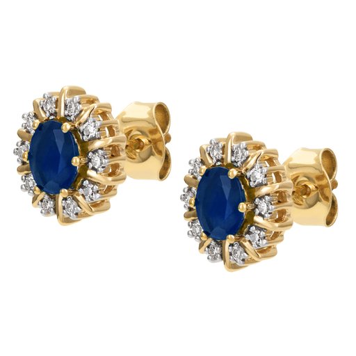 Timantti-safiirikorvakorut yht.  0,10ct 14K  keltakulta