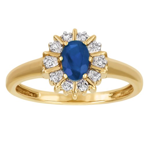 Timantti-safiirisormus yht. 0,05ct 14K keltakulta
