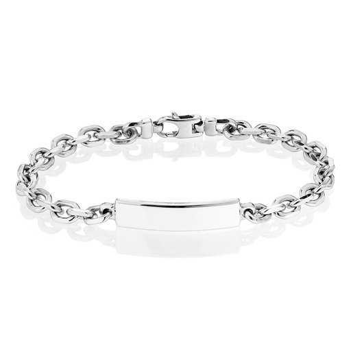 Miesten hopeinen ranneketju, laatta 6mm 21cm