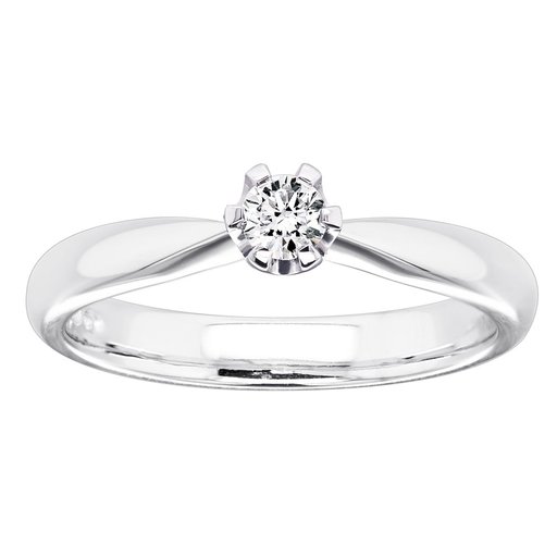 Princess Belle timanttisormus 0,10ct 14K valkokulta