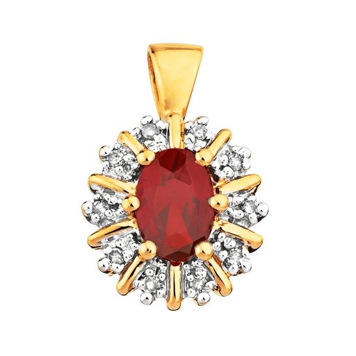 Timantti-rubiiniriipus yht. 0,05ct 14K keltakulta