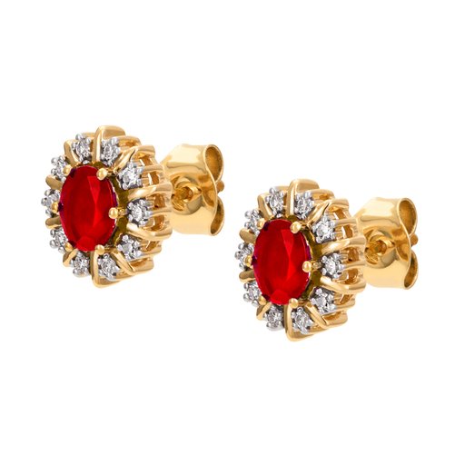 Timantti-rubiinikorvakorut yht.  0,10ct 14K keltakulta