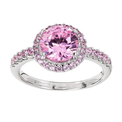 Mood hopeinen halo sormus, rosa
