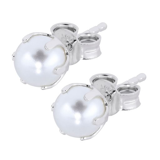 Hopeiset helmikorvakorut 5 mm