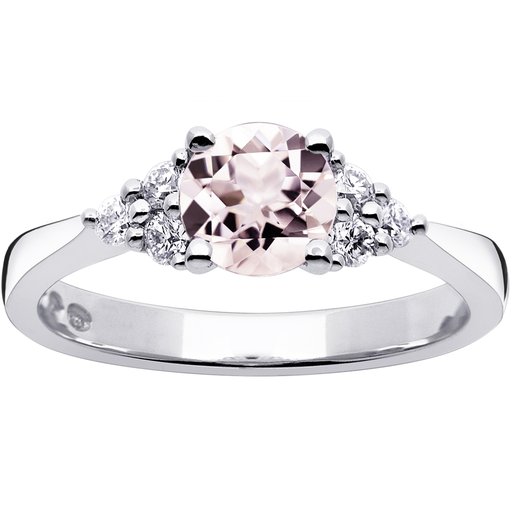 Princess Emma timantti-morganiittisormus yht. 0,18ct 14K valkokulta