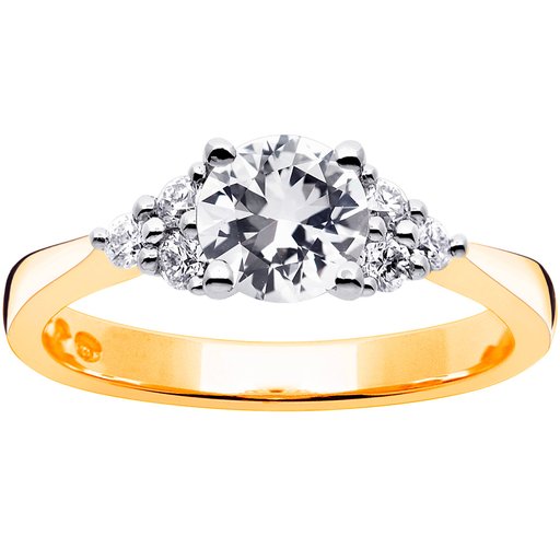 Princess Emma timantti-safiirisormus yht. 0,18ct 14K keltaku