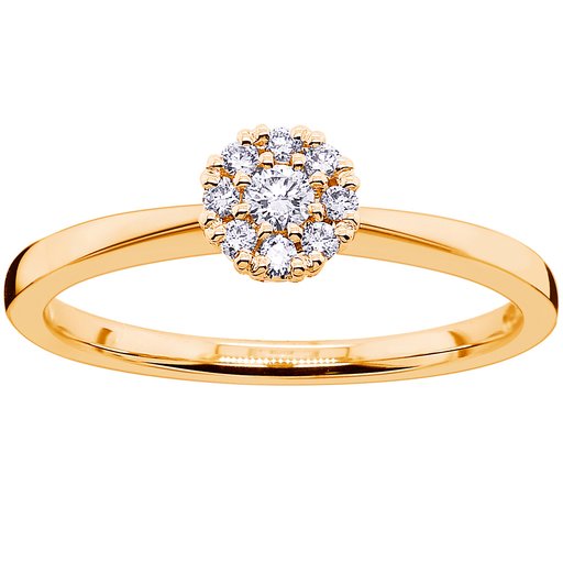 Princess Indira timanttisormus yht. 0,13ct 14K keltakulta