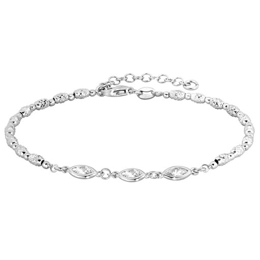 Hopeinen rannekoru, ovaalit zirkoniat