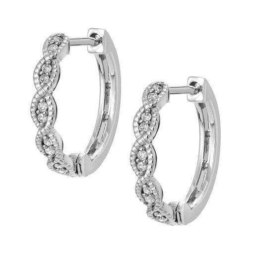 Timanttikorvakorut 0,05ct, renkaat vintage valkokulta