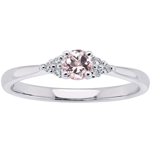 Princess Emma timantti-morganiittisormus yht. 0,06ct 14K valkokulta
