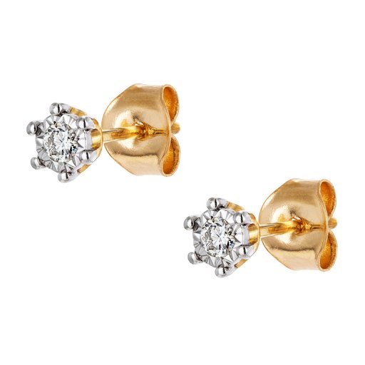 Timanttikorvakorut yht. 0,09ct 14K keltakulta