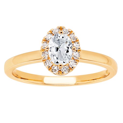 Princess Diana timantti-safiirisormus yht. 0,12ct 14K keltak