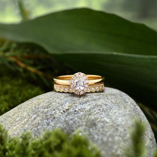 Princess Diana timantti-safiirisormus yht. 0,12ct 14K keltak