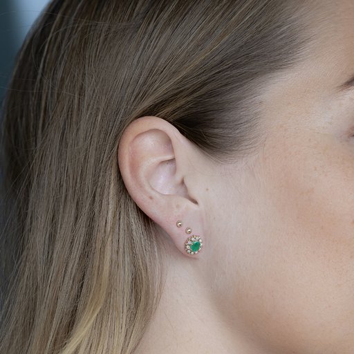 Timantti-smaragdikorvakorut yht, 0,10ct 14K  keltakulta