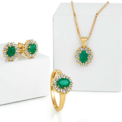Timantti-smaragdiriipus yht.  0,05ct 14K  keltakulta