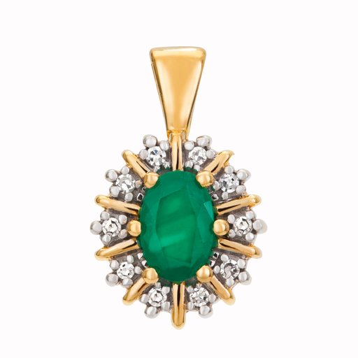 Timantti-smaragdiriipus yht.  0,05ct 14K  keltakulta