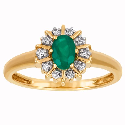 Timantti-smaragdisormus yht. 0,05ct 14K keltakulta