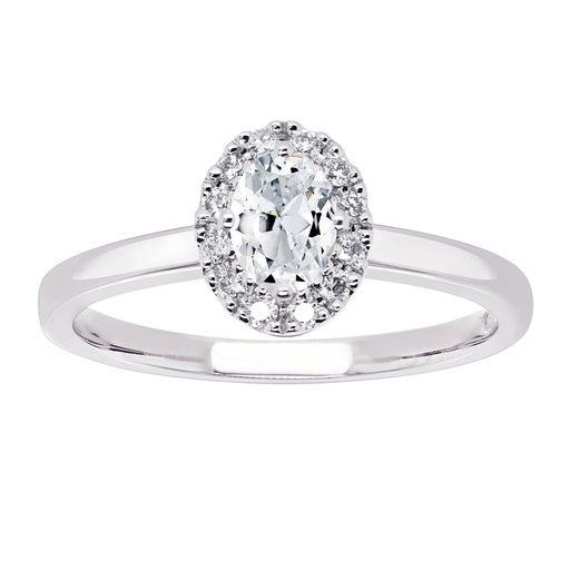 Princess Diana timantti-safiirisormus yht. 0,12ct 14K valkokulta
