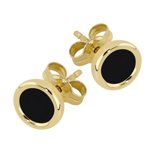 Kultaiset korvakorut, musta onyx 6mm