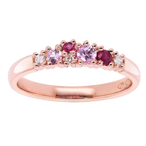 Princess Marianne timantti-safiirirubiinisormus yht. 0,05ct 14K punakulta