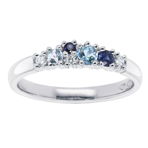 Princess Marianne timantti-safiiritopaasisormus yht. 0,05ct 14K valkokulta