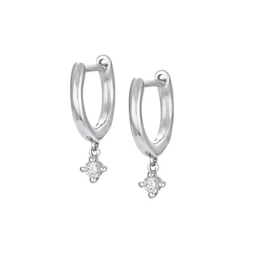 Timanttikorvakorut 0,06ct, renkaat, valkokulta