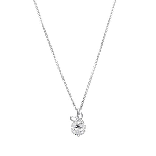 Hopeinen kaulakoru, zirkonia, perhonen