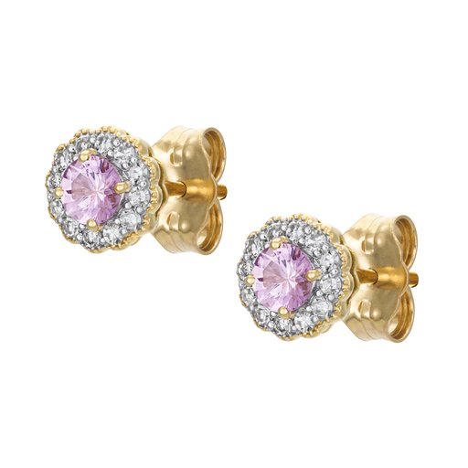 Timantti-safiirikorvakorut yht. 0,10ct 14K keltakulta