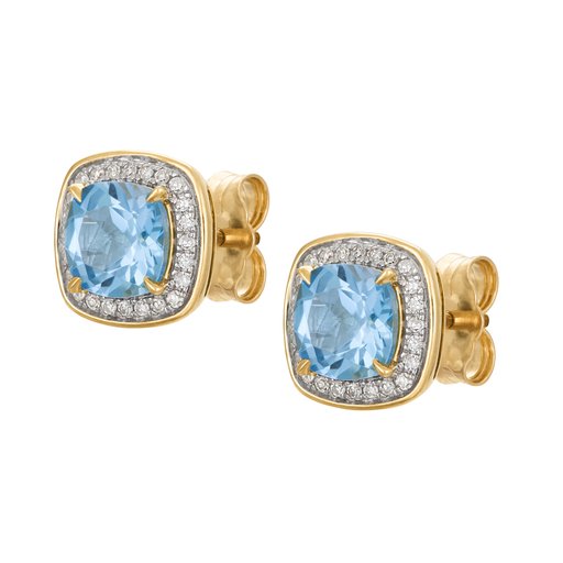 Timantti-topaasikorvakorut yht. 0,10ct 14K keltakulta