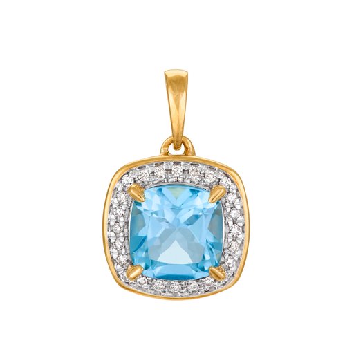 Timantti-topaasiriipus yht. 0,05ct 14K keltakulta