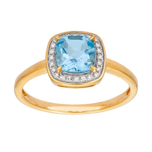 Timantti-topaasisormus yht. 0,06ct 14K keltakulta